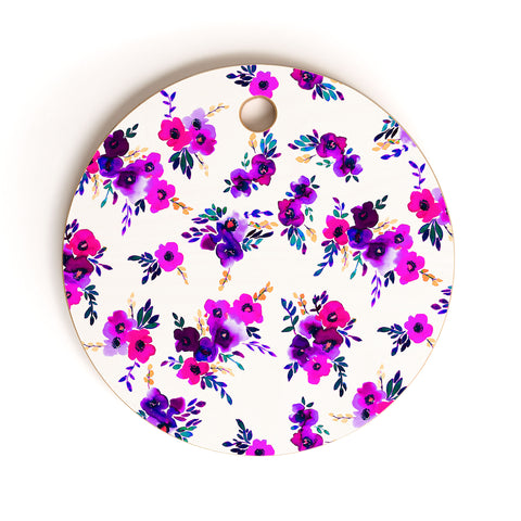 Amy Sia Ava Floral Purple Cutting Board Round