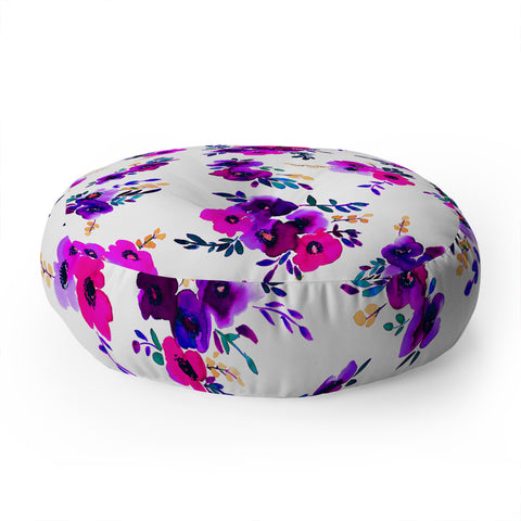 Amy Sia Ava Floral Purple Floor Pillow Round