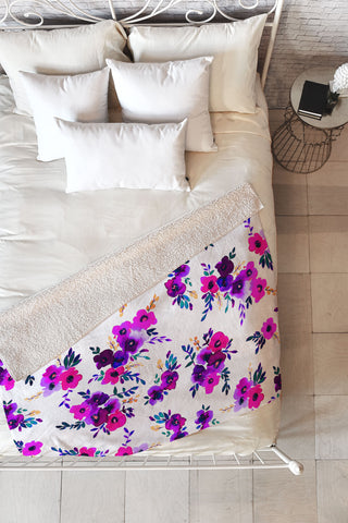 Amy Sia Ava Floral Purple Fleece Throw Blanket