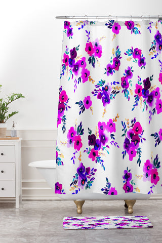 Amy Sia Ava Floral Purple Shower Curtain And Mat