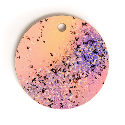 Amy Sia Birds of a Feather Pink Cutting Board Round
