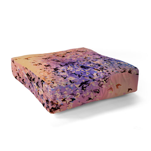 Amy Sia Birds of a Feather Pink Floor Pillow Square