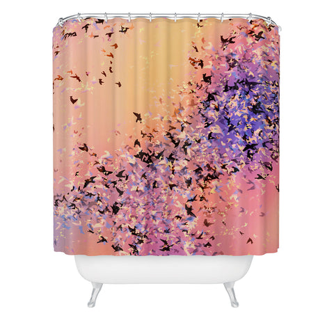 Amy Sia Birds of a Feather Pink Shower Curtain