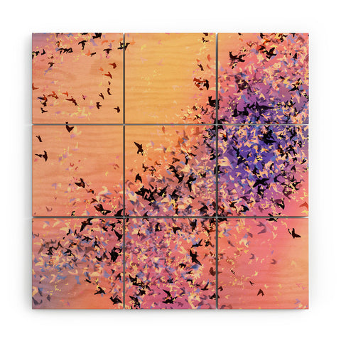 Amy Sia Birds of a Feather Pink Wood Wall Mural