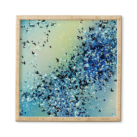 Amy Sia Birds of a Feather Stone Blue Framed Wall Art