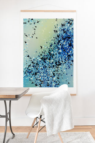 Amy Sia Birds of a Feather Stone Blue Art Print And Hanger