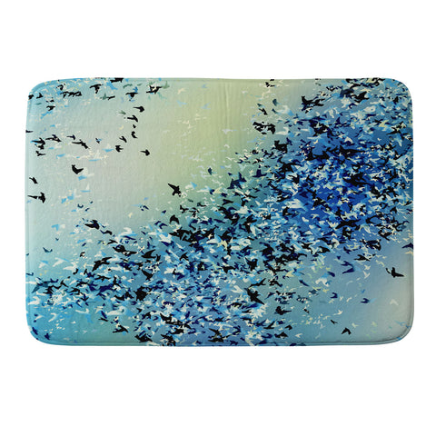 Amy Sia Birds of a Feather Stone Blue Memory Foam Bath Mat