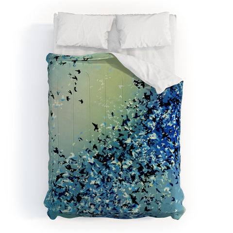 Amy Sia Birds of a Feather Stone Blue Comforter