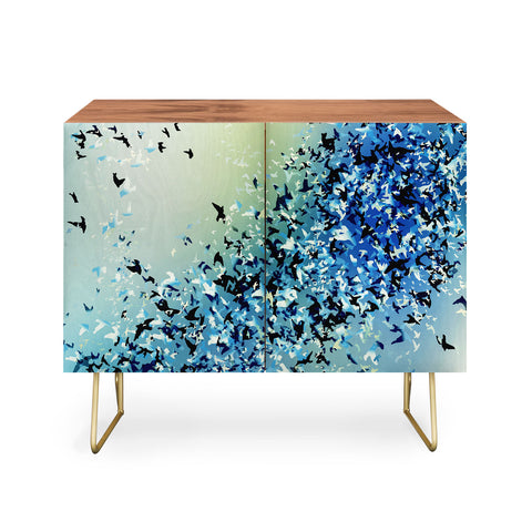 Amy Sia Birds of a Feather Stone Blue Credenza