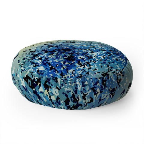 Amy Sia Birds of a Feather Stone Blue Floor Pillow Round