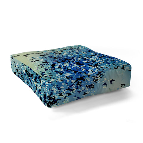 Amy Sia Birds of a Feather Stone Blue Floor Pillow Square