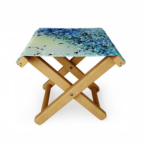 Amy Sia Birds of a Feather Stone Blue Folding Stool