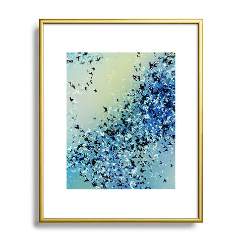 Amy Sia Birds of a Feather Stone Blue Metal Framed Art Print