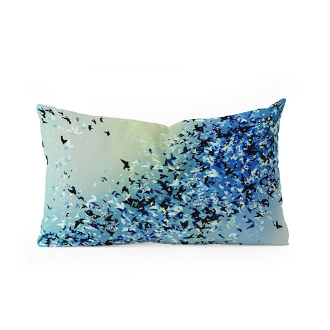 Amy Sia Birds of a Feather Stone Blue Oblong Throw Pillow