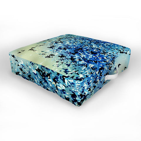 Amy Sia Birds of a Feather Stone Blue Outdoor Floor Cushion