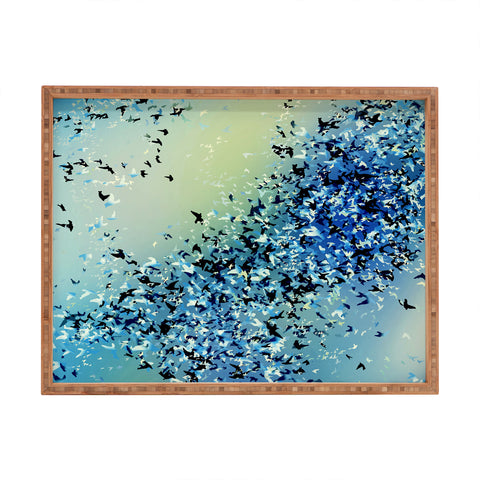 Amy Sia Birds of a Feather Stone Blue Rectangular Tray