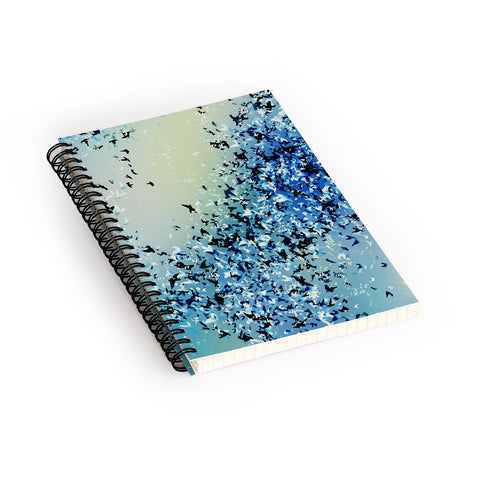 Amy Sia Birds of a Feather Stone Blue Spiral Notebook