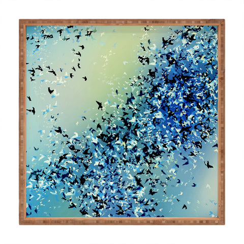 Amy Sia Birds of a Feather Stone Blue Square Tray