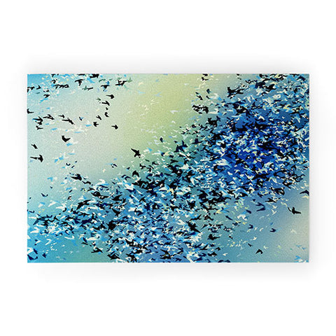 Amy Sia Birds of a Feather Stone Blue Welcome Mat