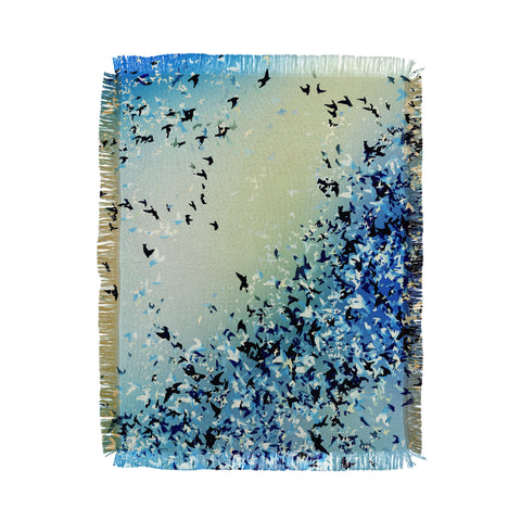 Amy Sia Birds of a Feather Stone Blue Throw Blanket
