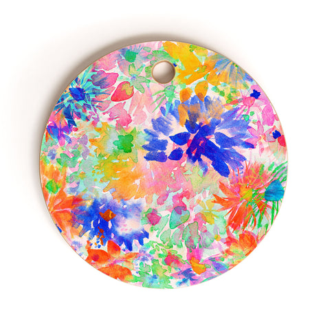 Amy Sia Bloom Blue Cutting Board Round
