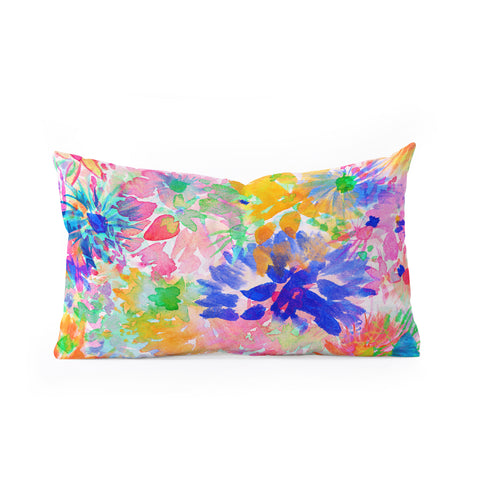 Amy Sia Bloom Blue Oblong Throw Pillow