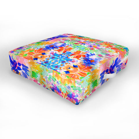 Amy Sia Bloom Blue Outdoor Floor Cushion