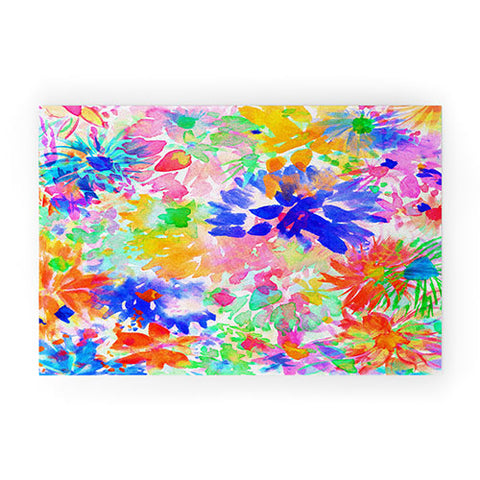 Amy Sia Bloom Blue Welcome Mat