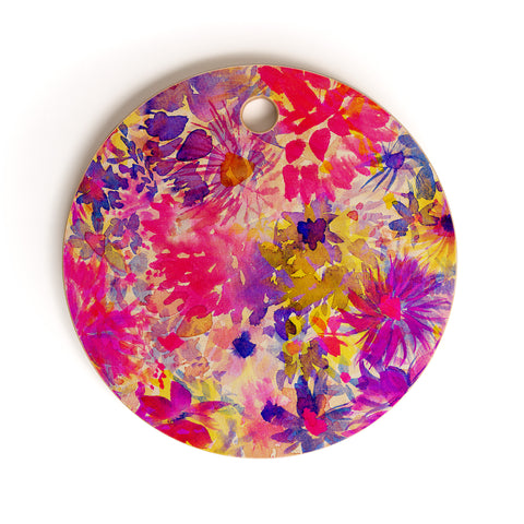 Amy Sia Bloom Pink Cutting Board Round