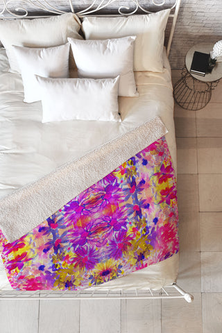 Amy Sia Bloom Pink Fleece Throw Blanket