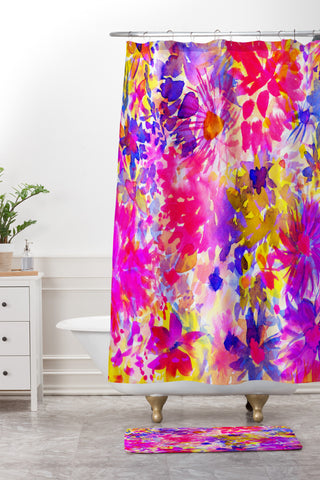 Amy Sia Bloom Pink Shower Curtain And Mat