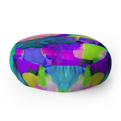 Amy Sia Brushstroke Blue Floor Pillow Round