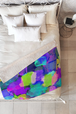 Amy Sia Brushstroke Blue Fleece Throw Blanket