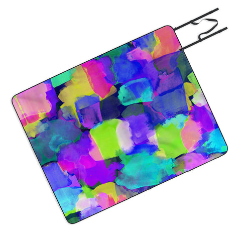 Amy Sia Brushstroke Blue Picnic Blanket