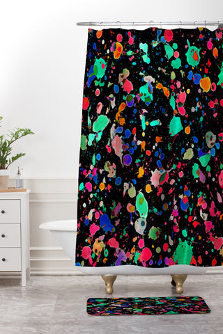 Amy Sia Colourful Splatter Shower Curtain And Mat