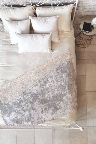 Amy Sia Crackle Batik Pale Gray Fleece Throw Blanket