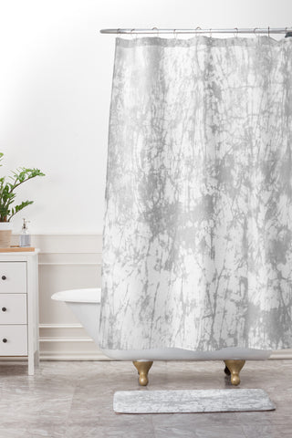 Amy Sia Crackle Batik Pale Gray Shower Curtain And Mat