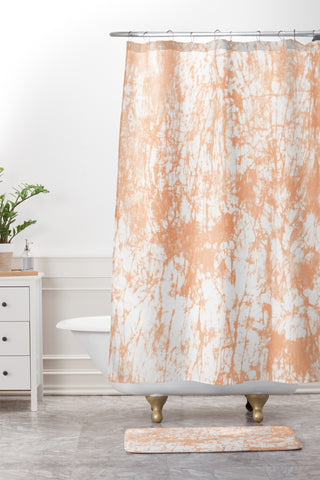 Amy Sia Crackle Batik Peach Shower Curtain And Mat