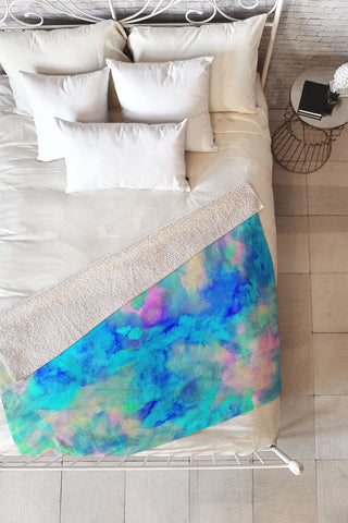 Amy Sia Electrify Ice Blue Fleece Throw Blanket