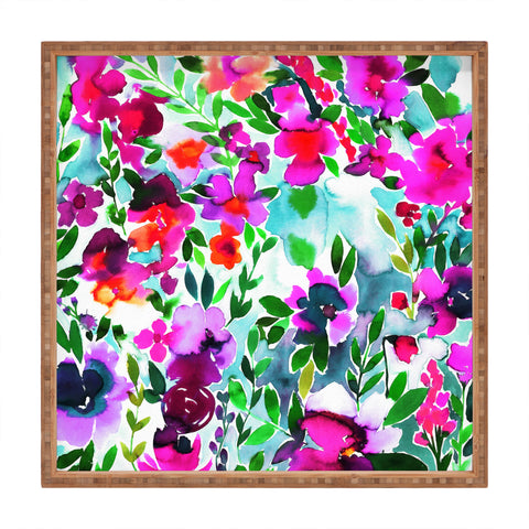 Amy Sia Evie Floral Magenta Square Tray
