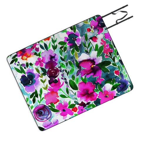 Amy Sia Evie Floral Magenta Picnic Blanket
