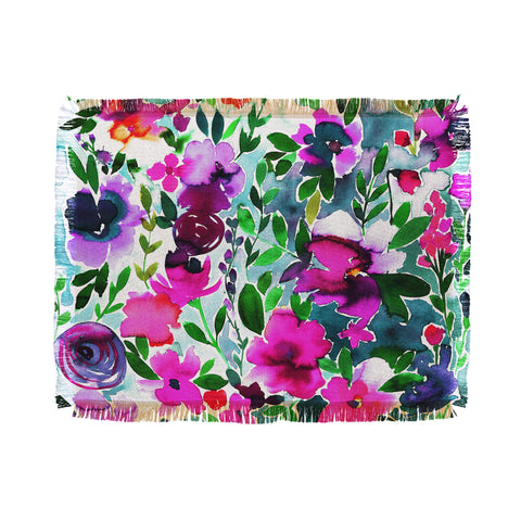 Amy Sia Evie Floral Magenta Throw Blanket