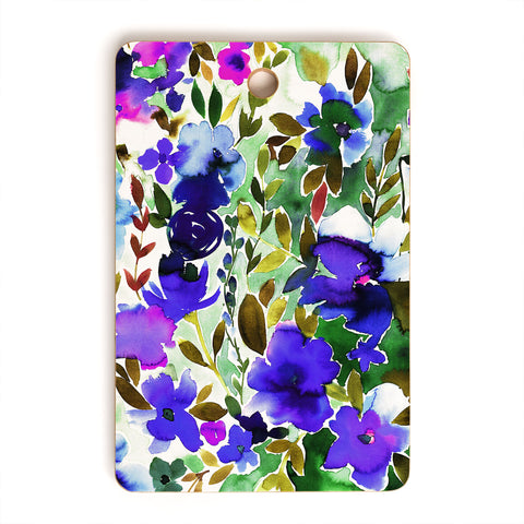 Amy Sia Evie Floral Olive Cutting Board Rectangle