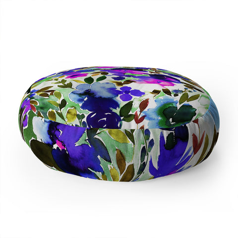 Amy Sia Evie Floral Olive Floor Pillow Round