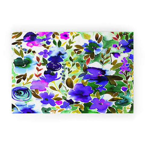 Amy Sia Evie Floral Olive Welcome Mat