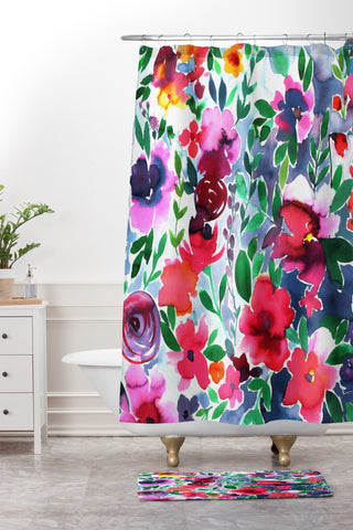 Amy Sia Evie Floral Shower Curtain And Mat