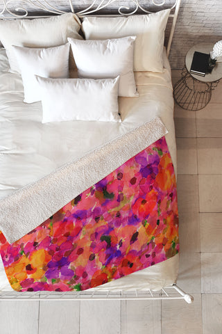 Amy Sia Fleur Rouge Fleece Throw Blanket