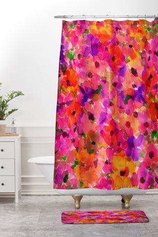 Amy Sia Fleur Rouge Shower Curtain And Mat