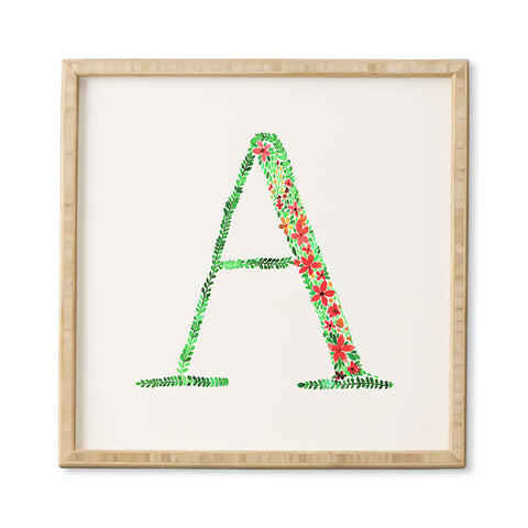 Amy Sia Floral Monogram Letter A Framed Wall Art