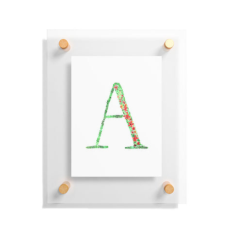Amy Sia Floral Monogram Letter A Floating Acrylic Print